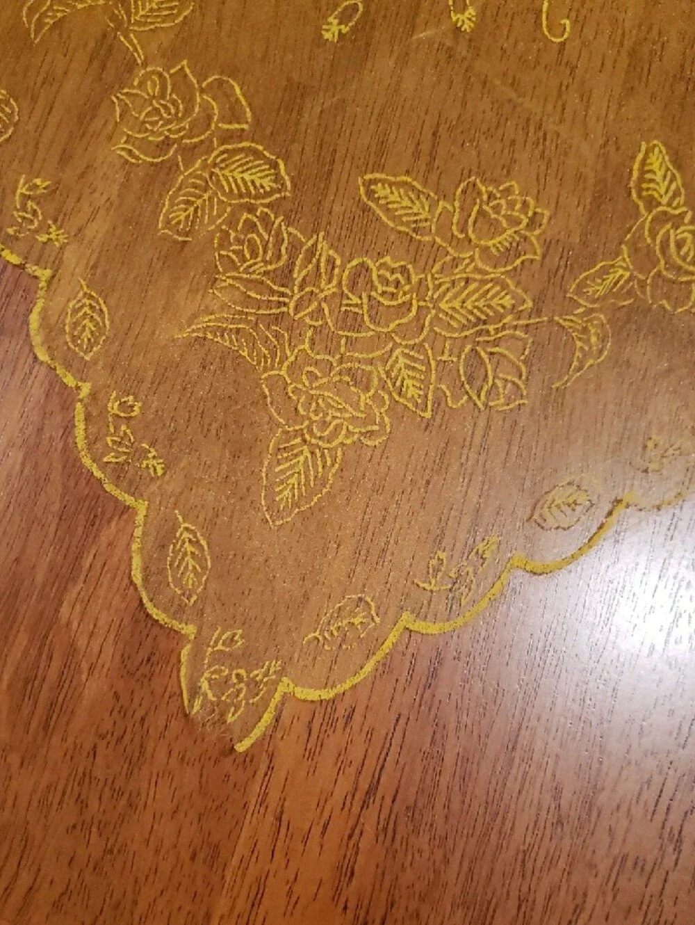 Vintage Yellow Sheer Floral Embossed Scarf Perfect for Fall